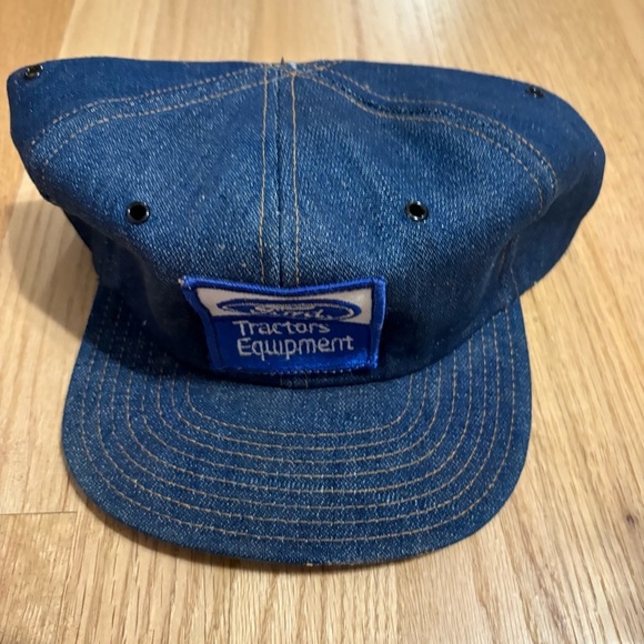 Vintage Ford Tractors Patch Denim Blue SnapBack Hat K Brand Farming 90s Trucker - Picture 3 of 5